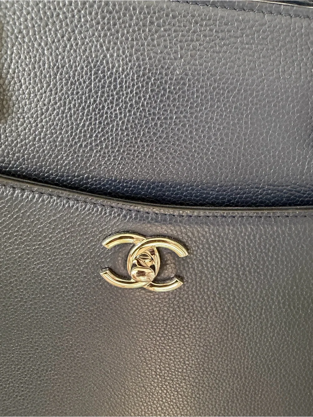CHANEL Large Neo Executive shopper tote handbag navy blue